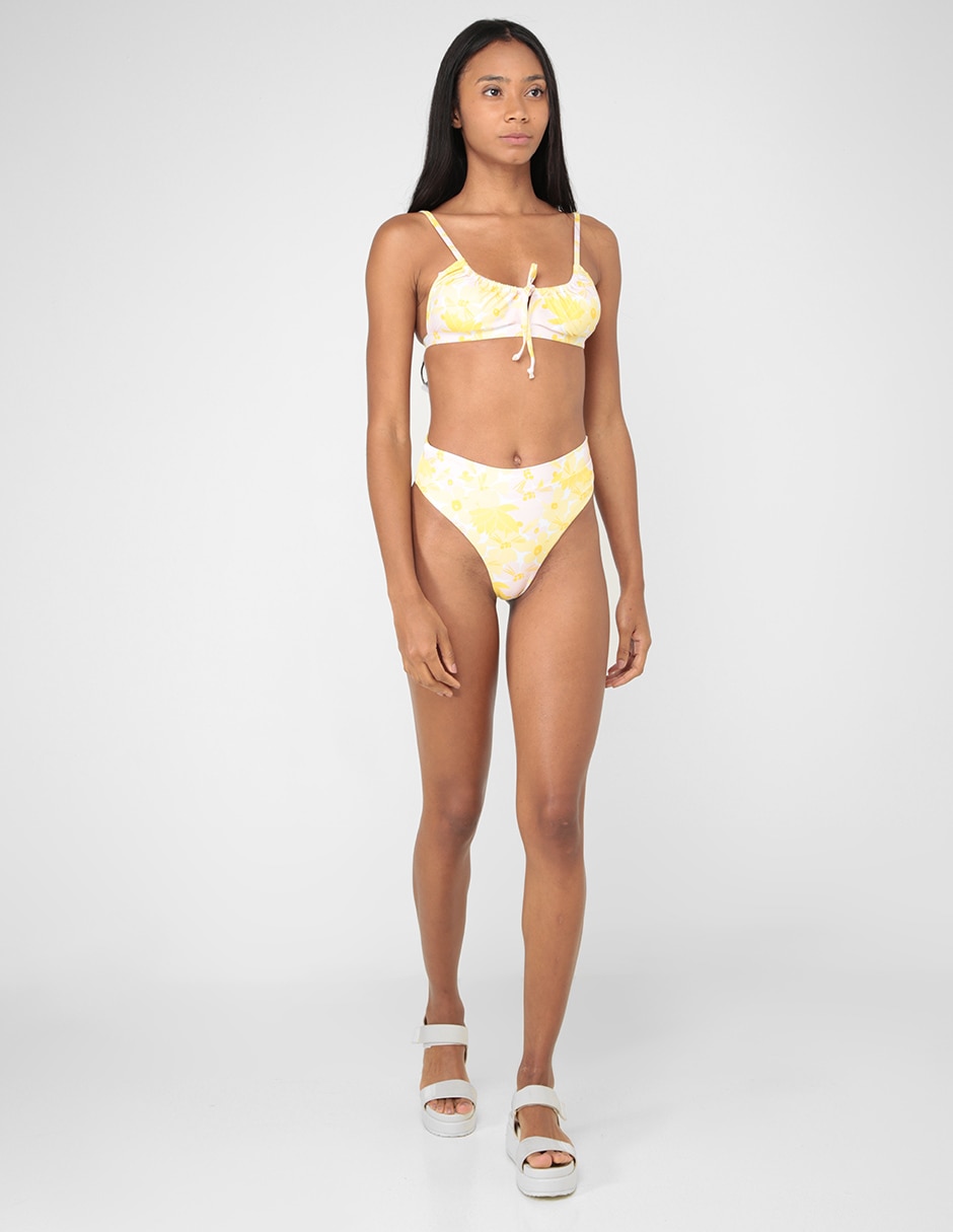 Bikini floral corte cintura para mujer 9