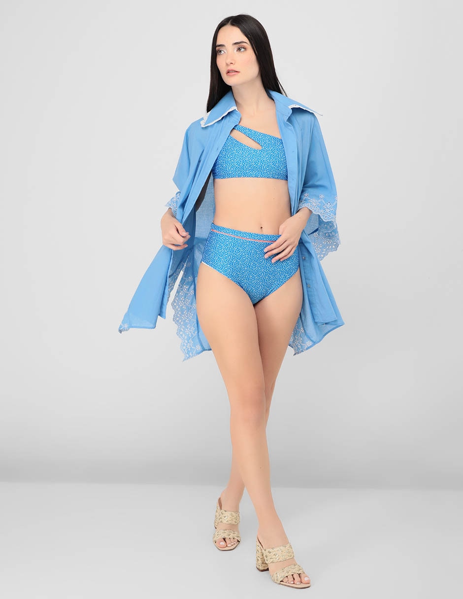 Bóxer bikini Palmacea estampado floral a la cintura para mujer