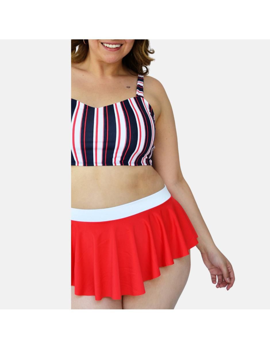 Conjunto bikini estampado a rayas para mujer