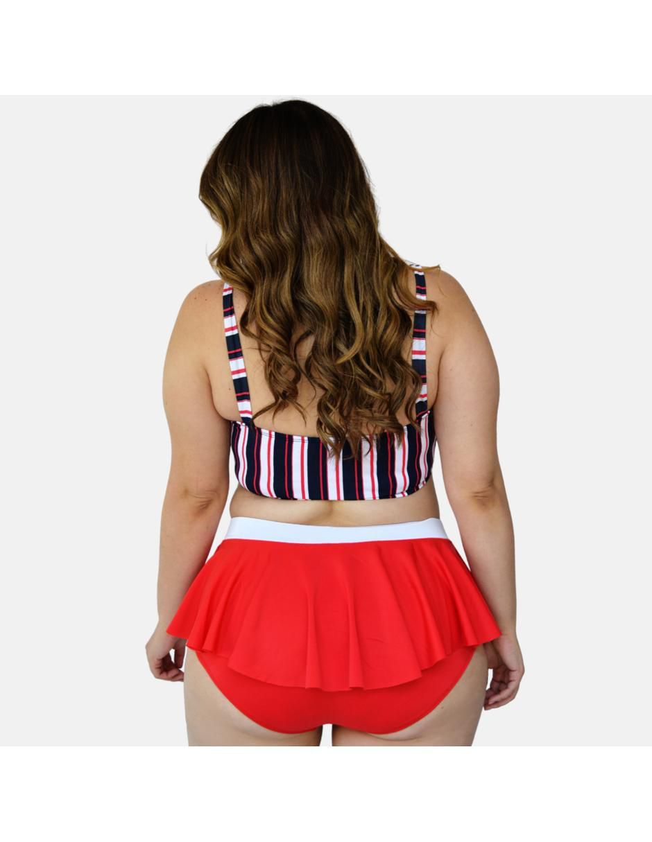 Conjunto bikini estampado a rayas para mujer