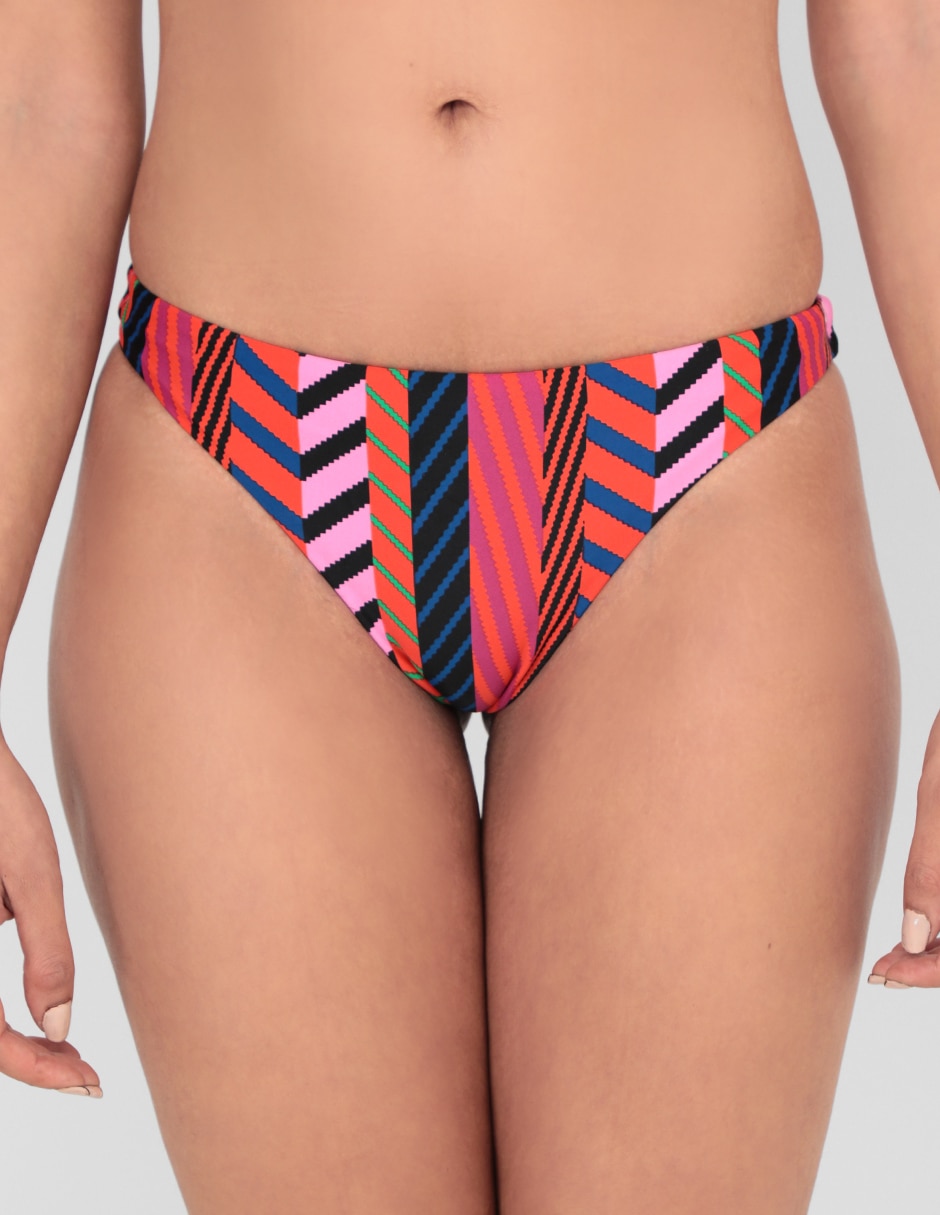 Bikini estampado a rayas a la cadera para mujer Bikini estampado a rayas a la cadera para mujer