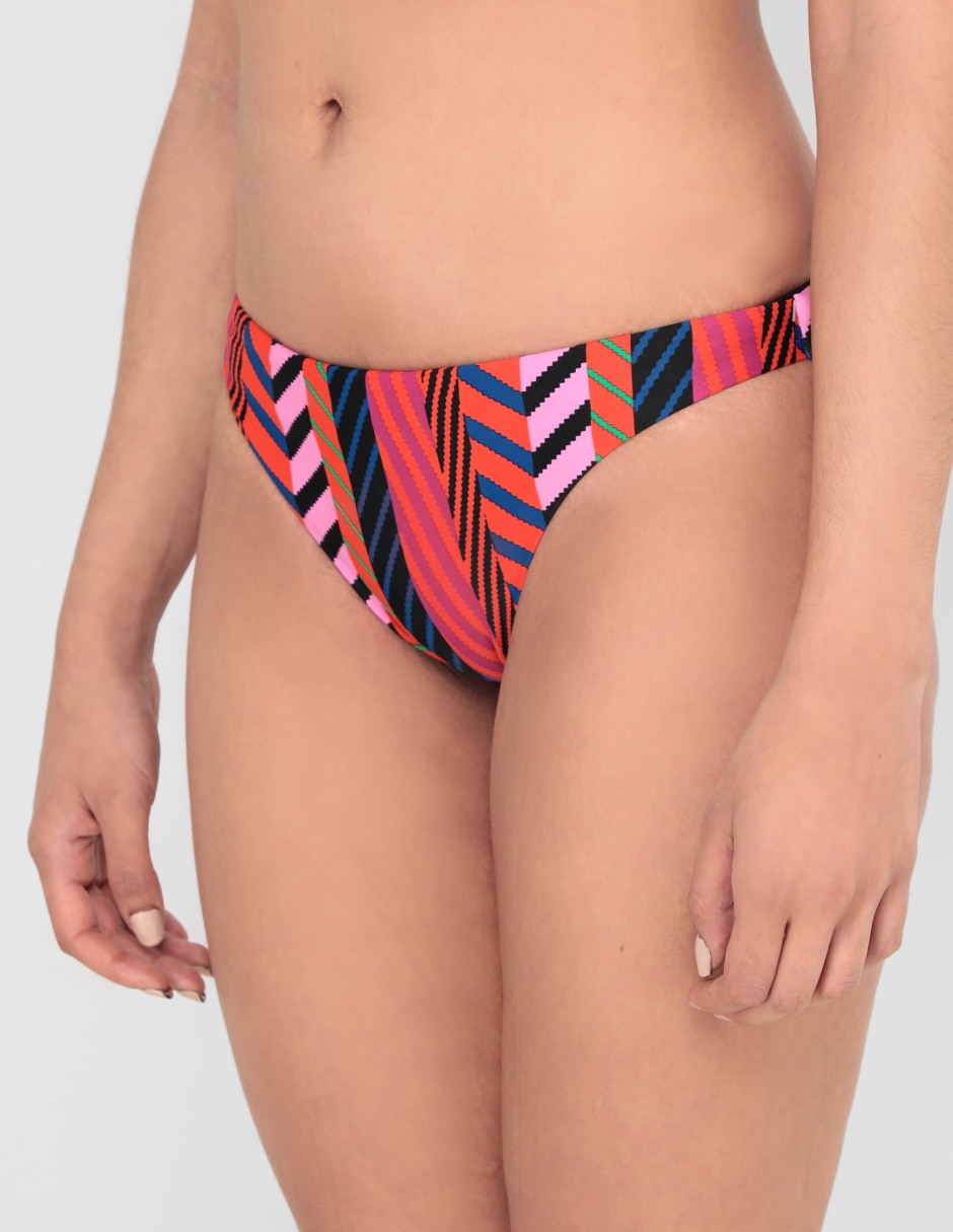 Bikini estampado a rayas a la cadera para mujer 2
