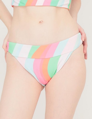Bikini estampado a rayas a la cadera para mujer 1