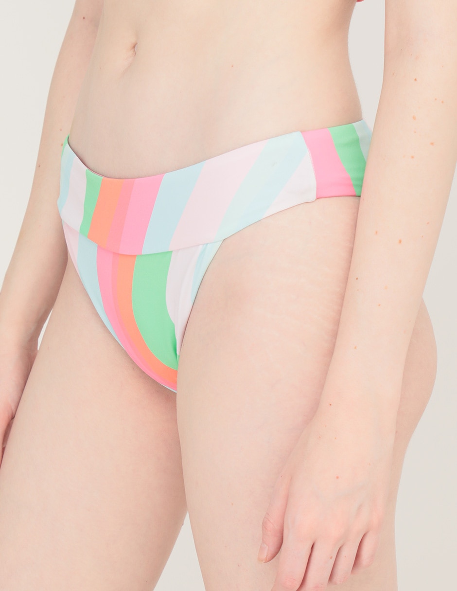 Bikini estampado a rayas a la cadera para mujer 6