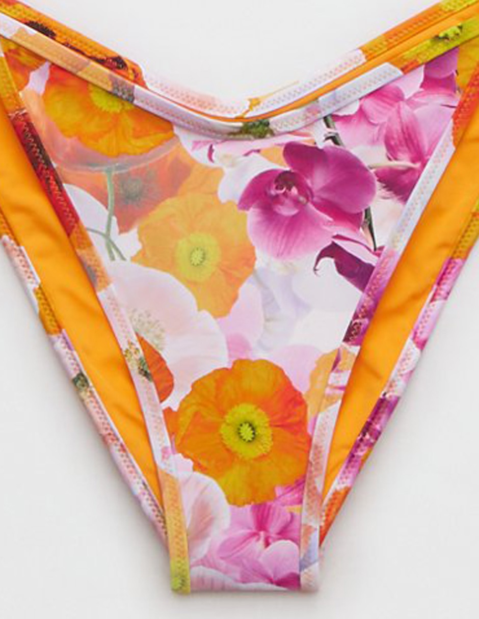Panty bikini Aerie estampado floral a la cintura para mujer