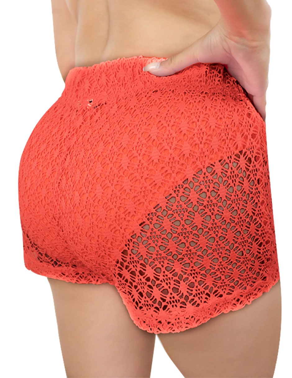 Salida de playa short con encaje para mujer