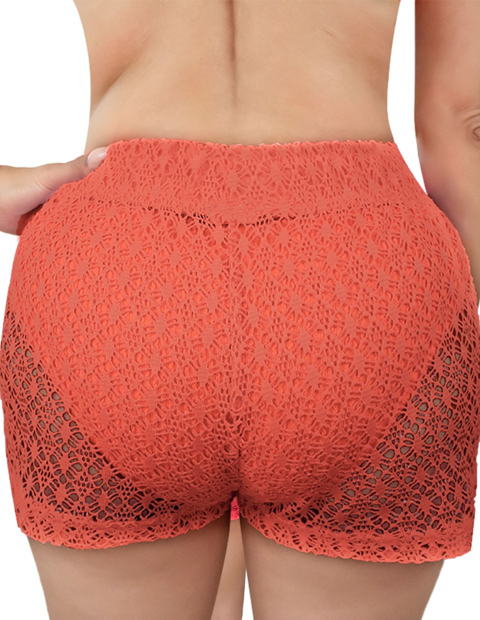 Salida de playa short con encaje para mujer 6