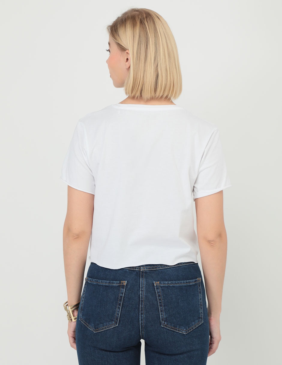 Playera manga corta Guess cuello redondo para mujer