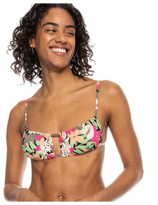 Top bikini estampado floral con copa removible para mujer Top bikini estampado floral con copa removible para mujer