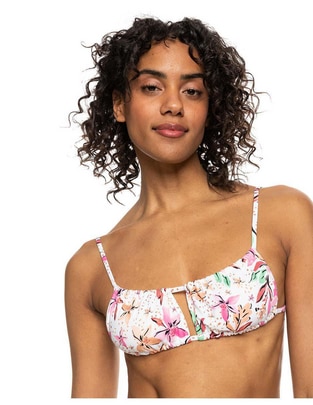 Top bikini estampado floral con copa removible para mujer Top bikini estampado floral con copa removible para mujer