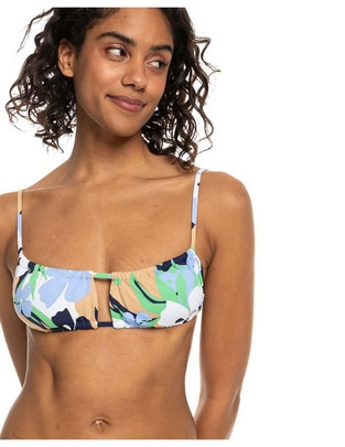 Top bikini estampado floral con copa removible para mujer