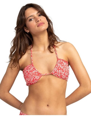 Top bikini estampado floral con copa removible para mujer