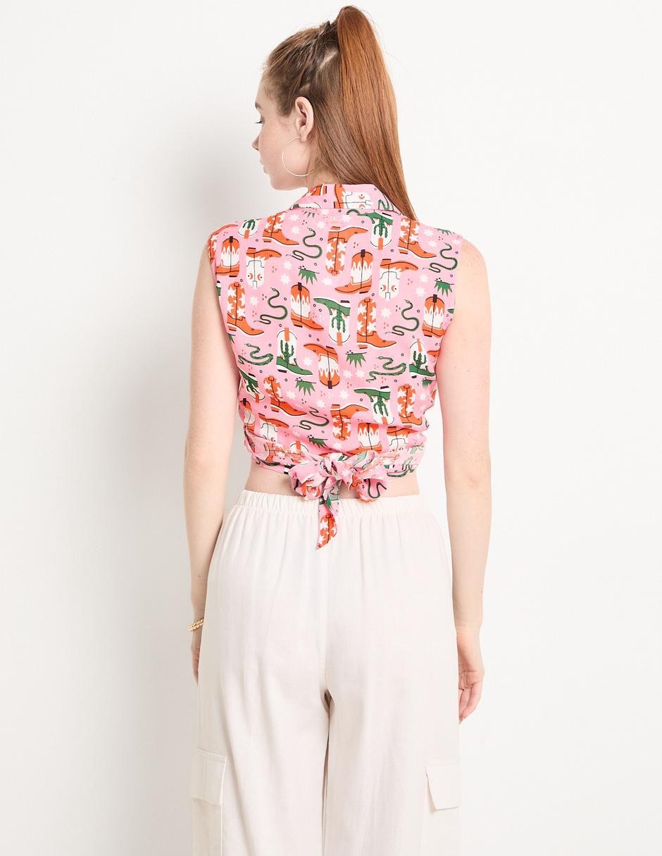 Top That'S It cuello camisero escote medio