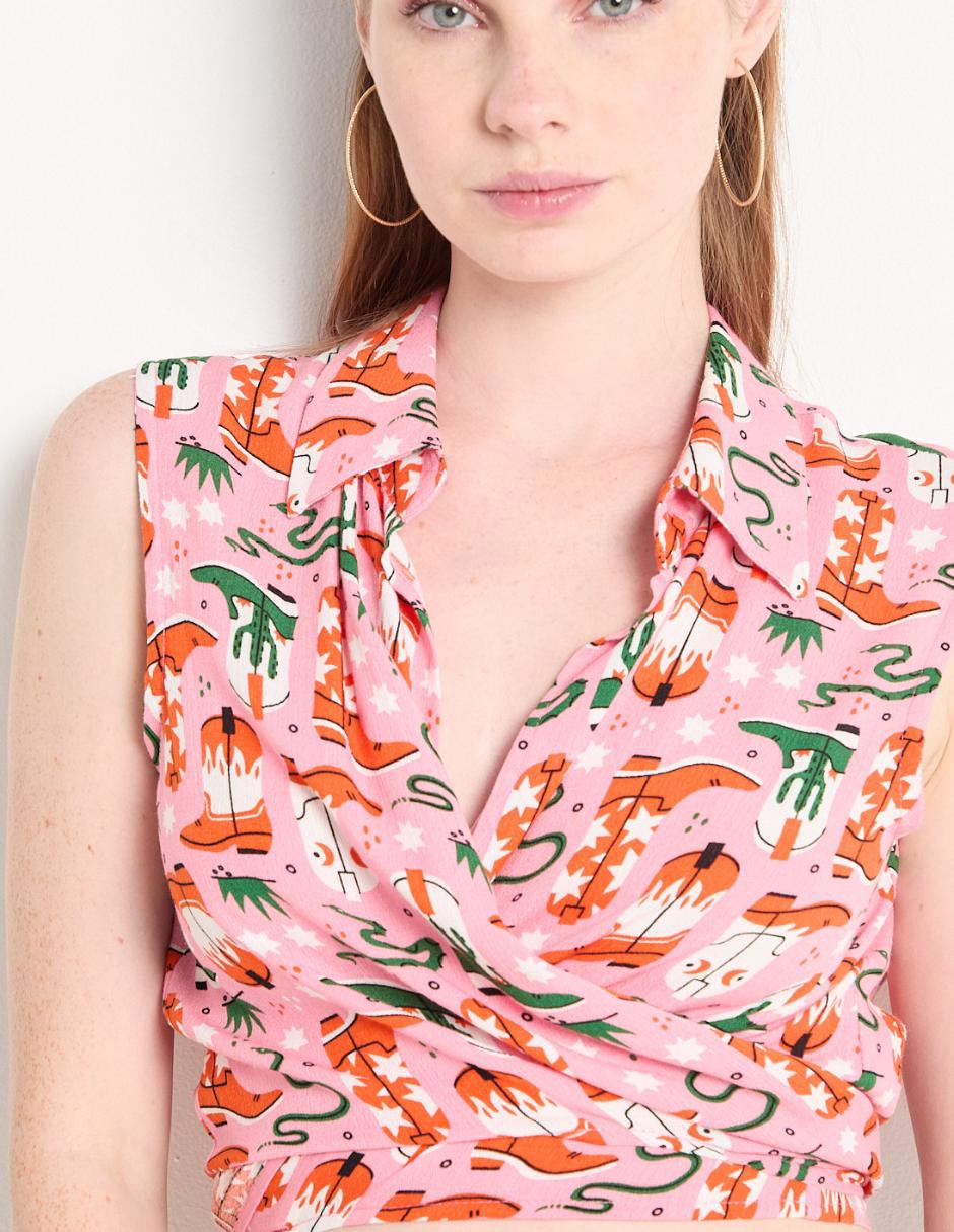 Top That'S It cuello camisero escote medio