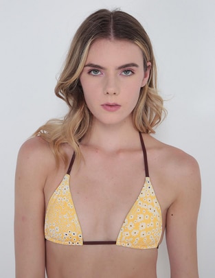 Top bikini estampado floral con copa removible para mujer Top bikini estampado floral con copa removible para mujer