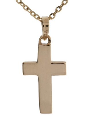 Collar de cruz Fonelli de oro amarillo 14 K