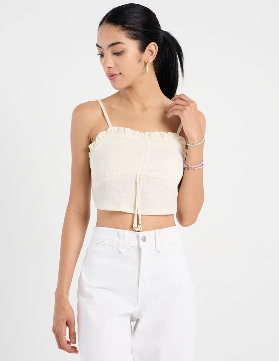 Top escote corazón tirante delgado para mujer