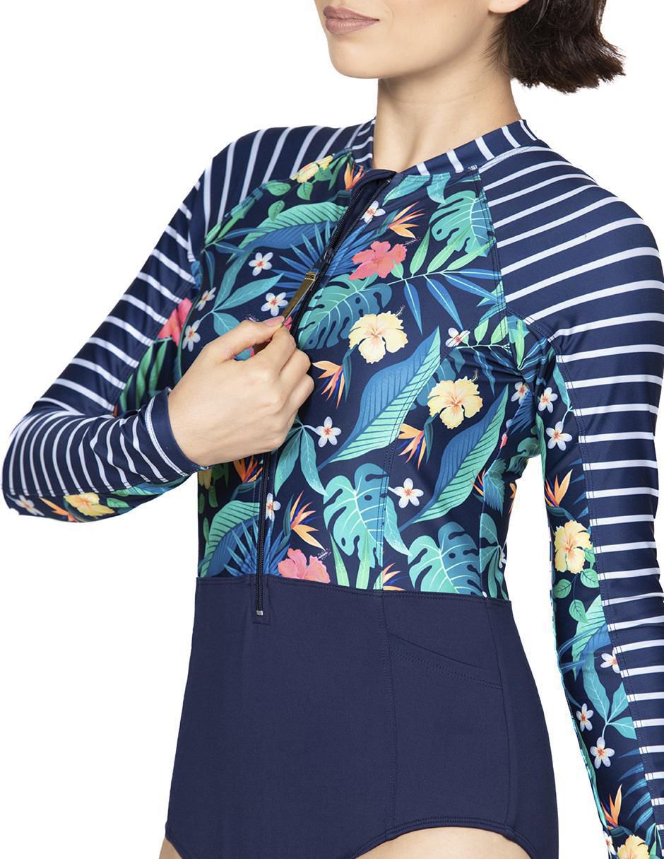 Traje de baño completo estampado floral para mujer