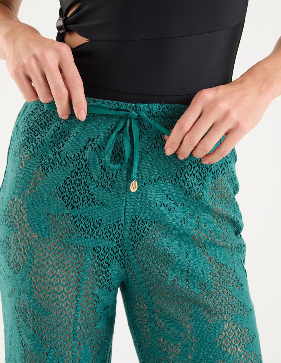 Salida de playa pantalón Map con encaje para mujer