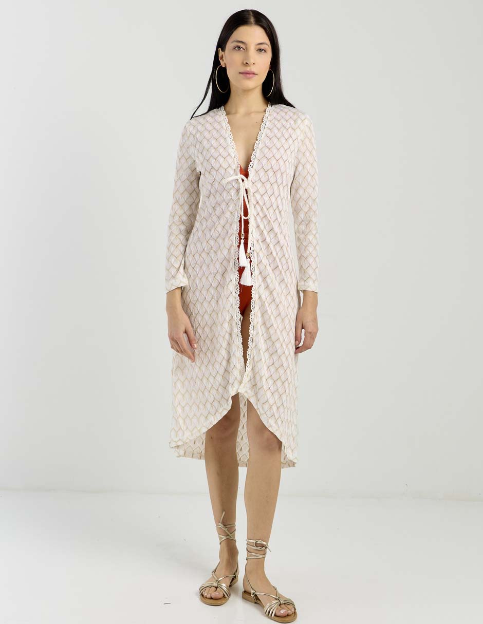 Salida de playa kimono Map con amarre para mujer