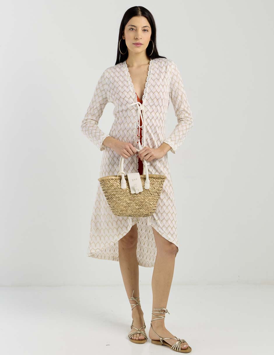 Salida de playa kimono Map con amarre para mujer