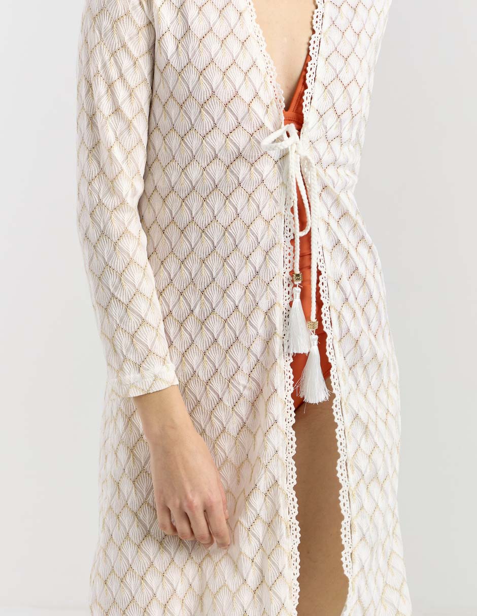 Salida de playa kimono Map con amarre para mujer