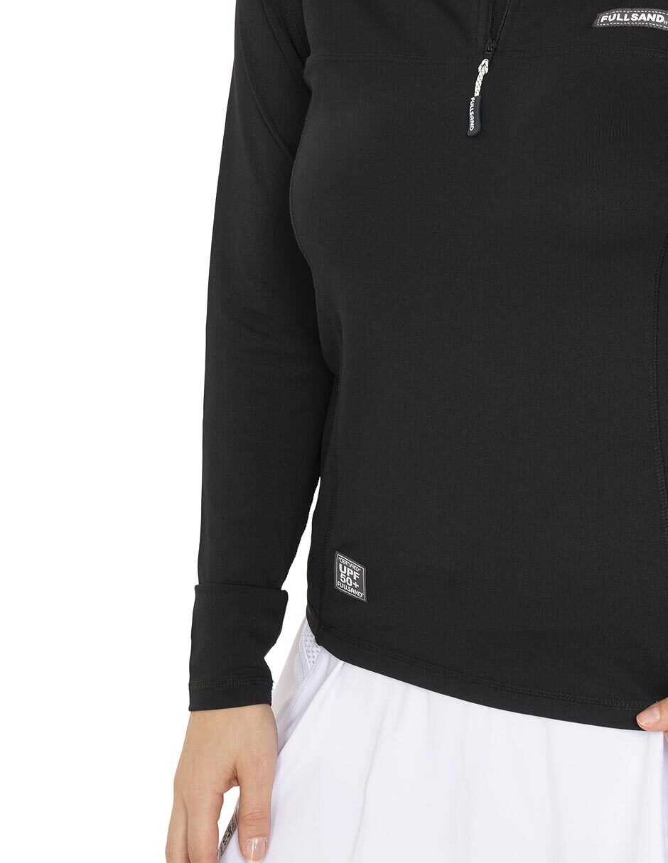 Playera manga larga cuello con cierre para mujer 2