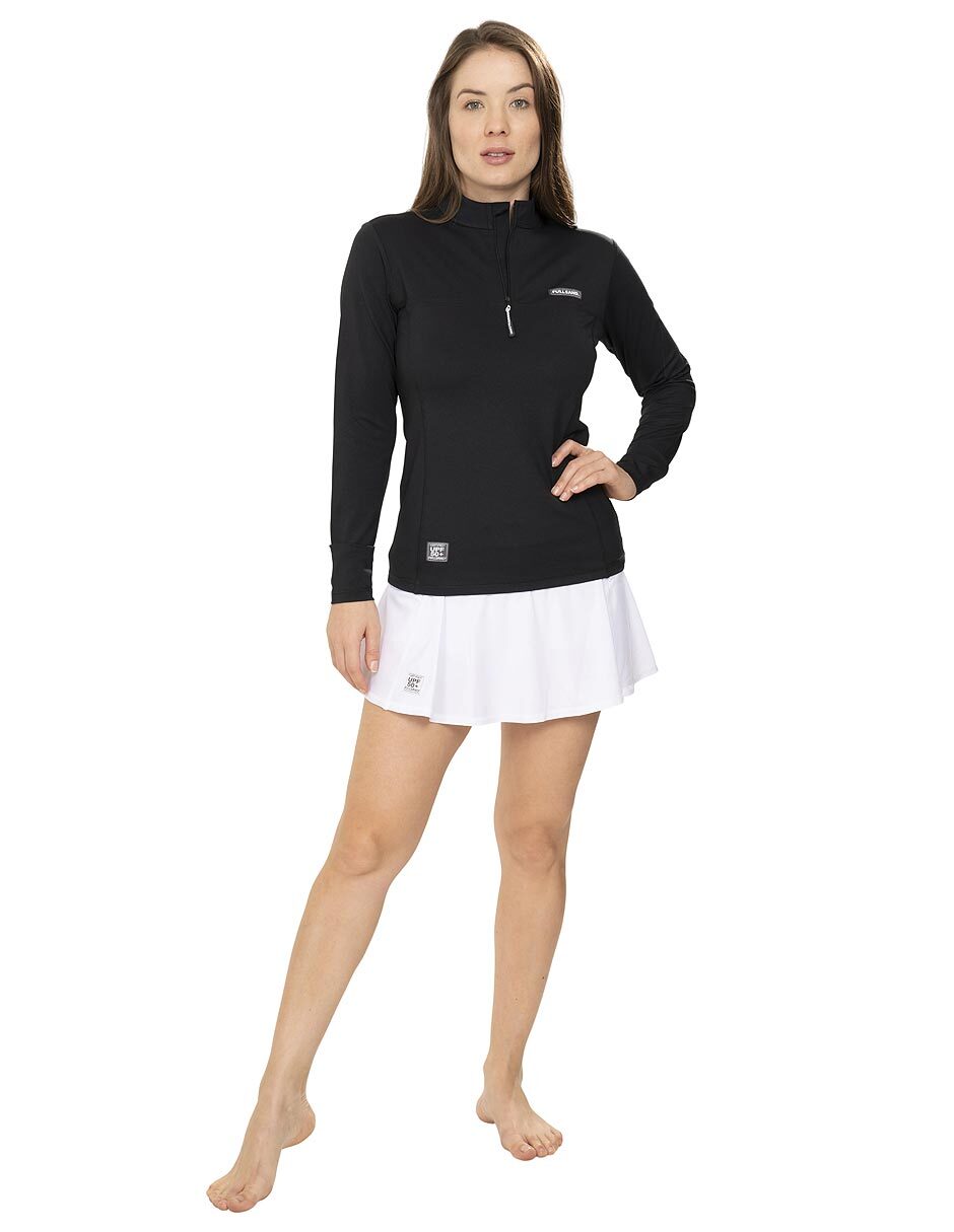 Playera manga larga cuello con cierre para mujer 4