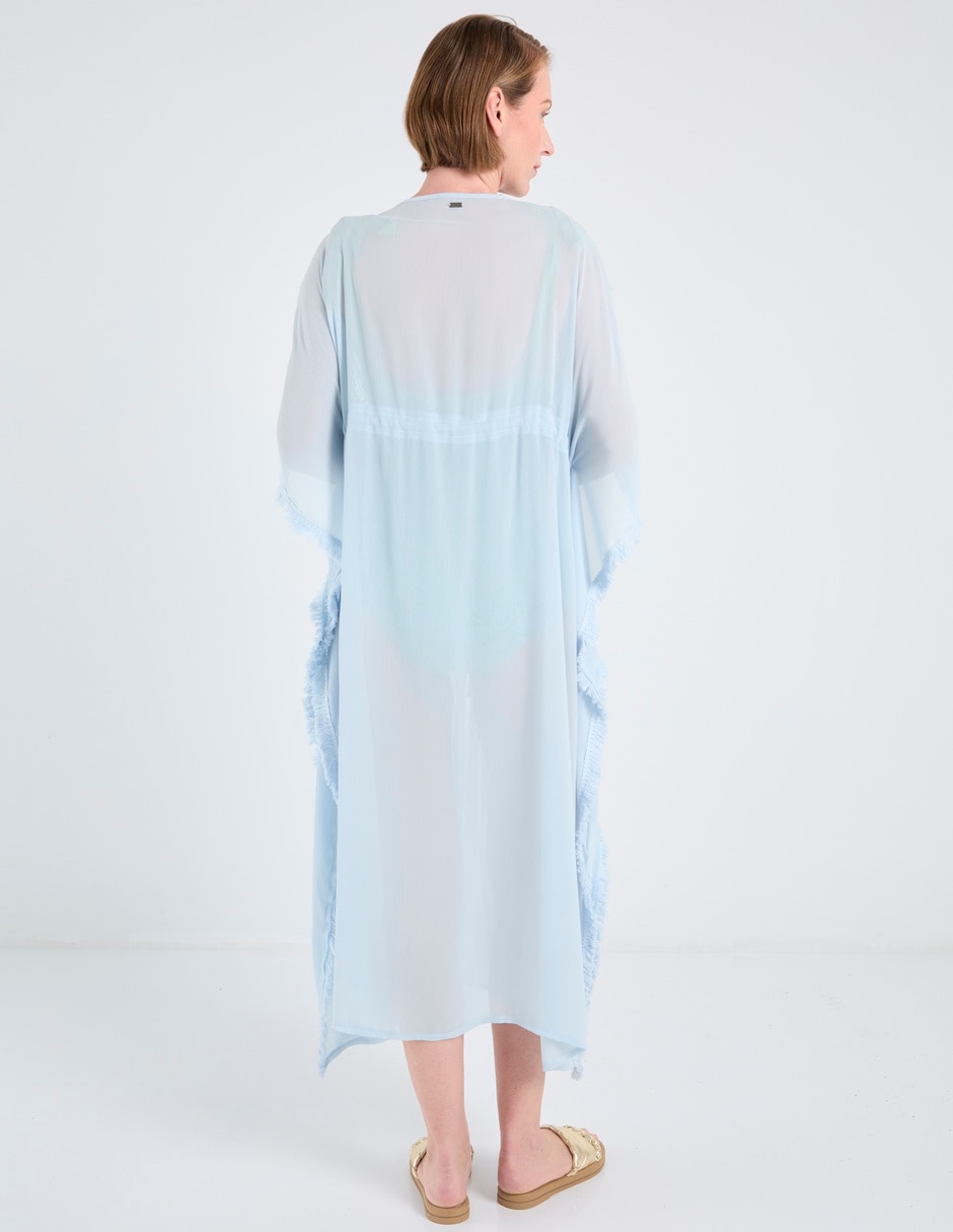 Salida de playa kimono con flecos para mujer