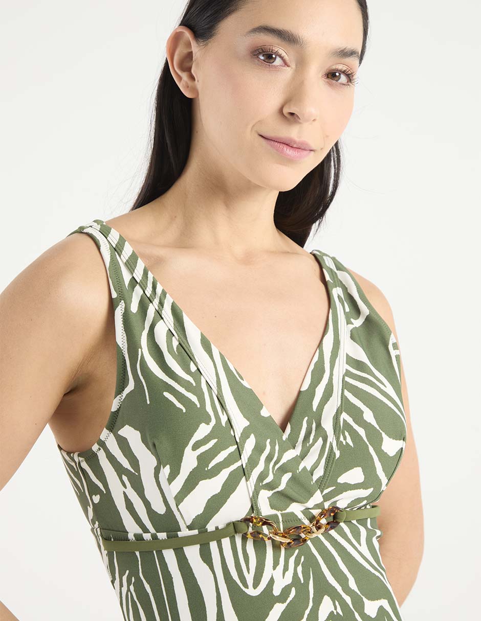 Traje de baño completo estampado animal print para mujer