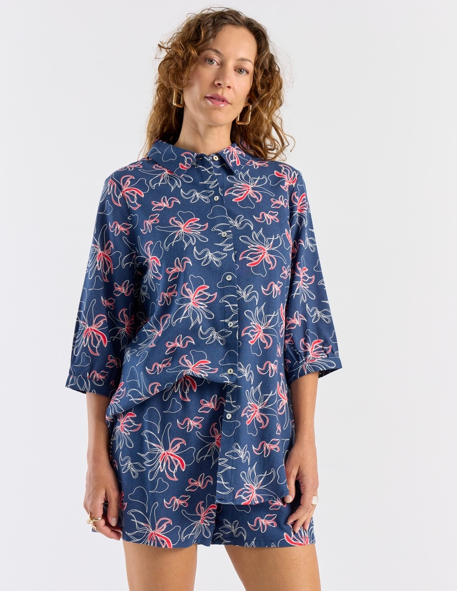 Blusa camisera manga 3/4 para mujer 1