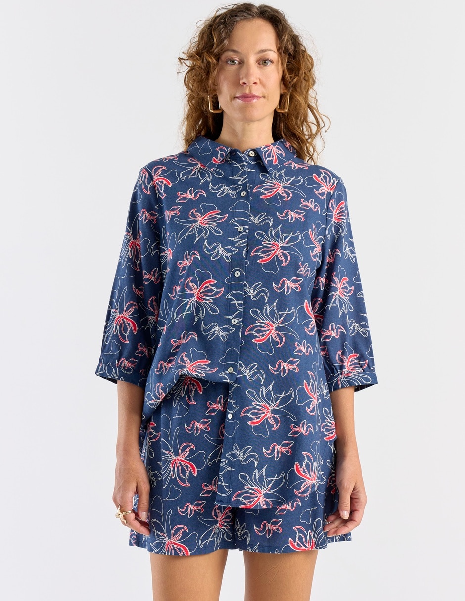 Blusa camisera manga 3/4 para mujer 8