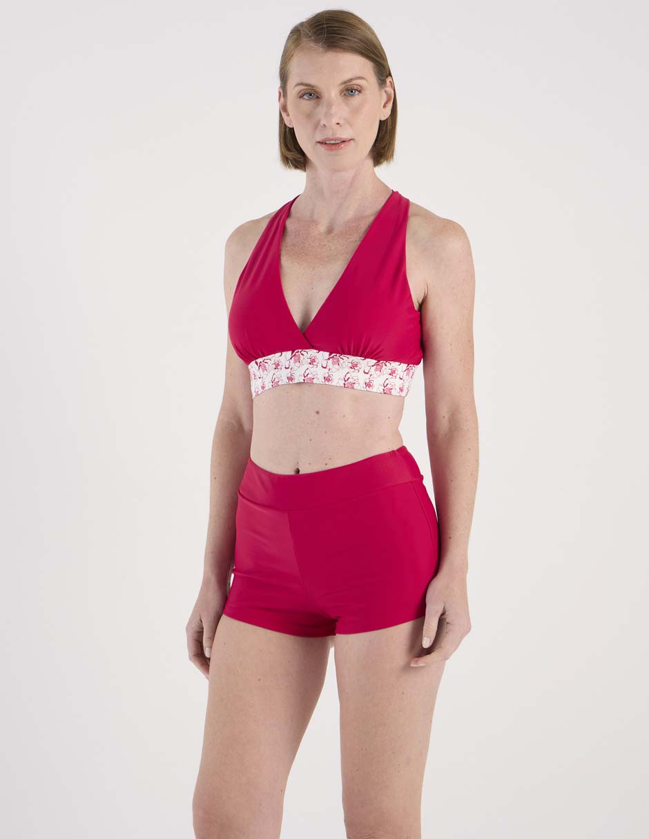 Top bikini estampado floral para mujer