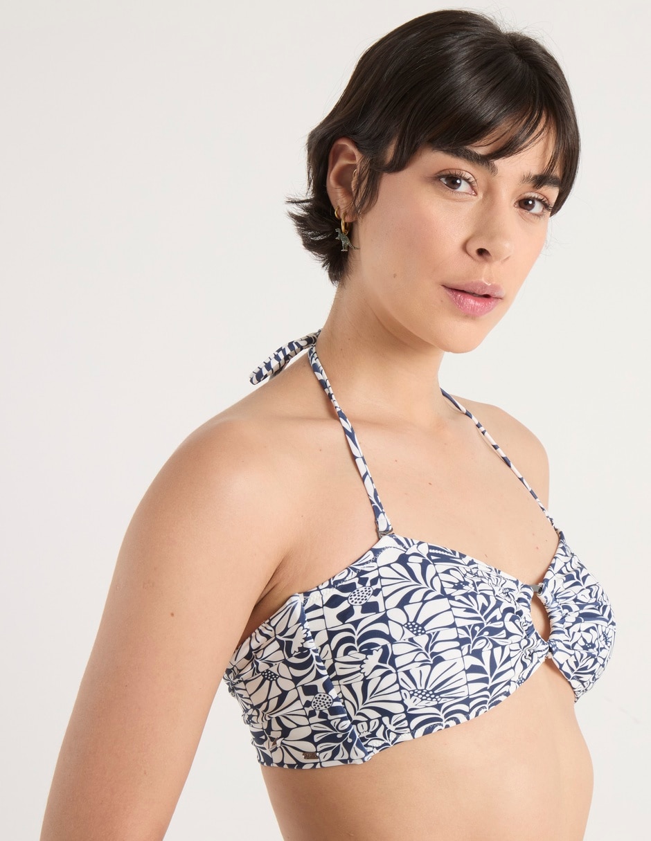 Top bikini estampado floral con copa removible para mujer 2