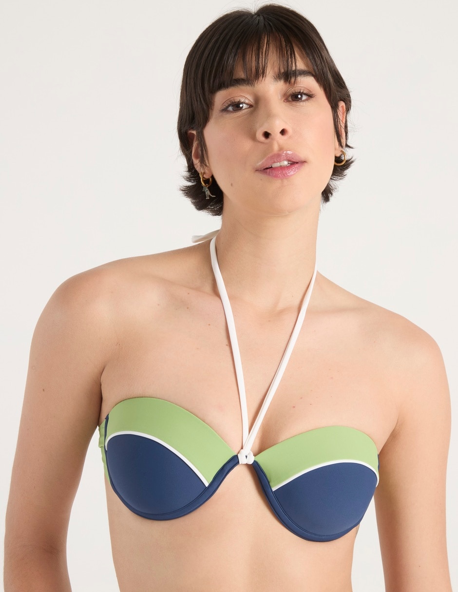 Top bikini estampado con copa para mujer