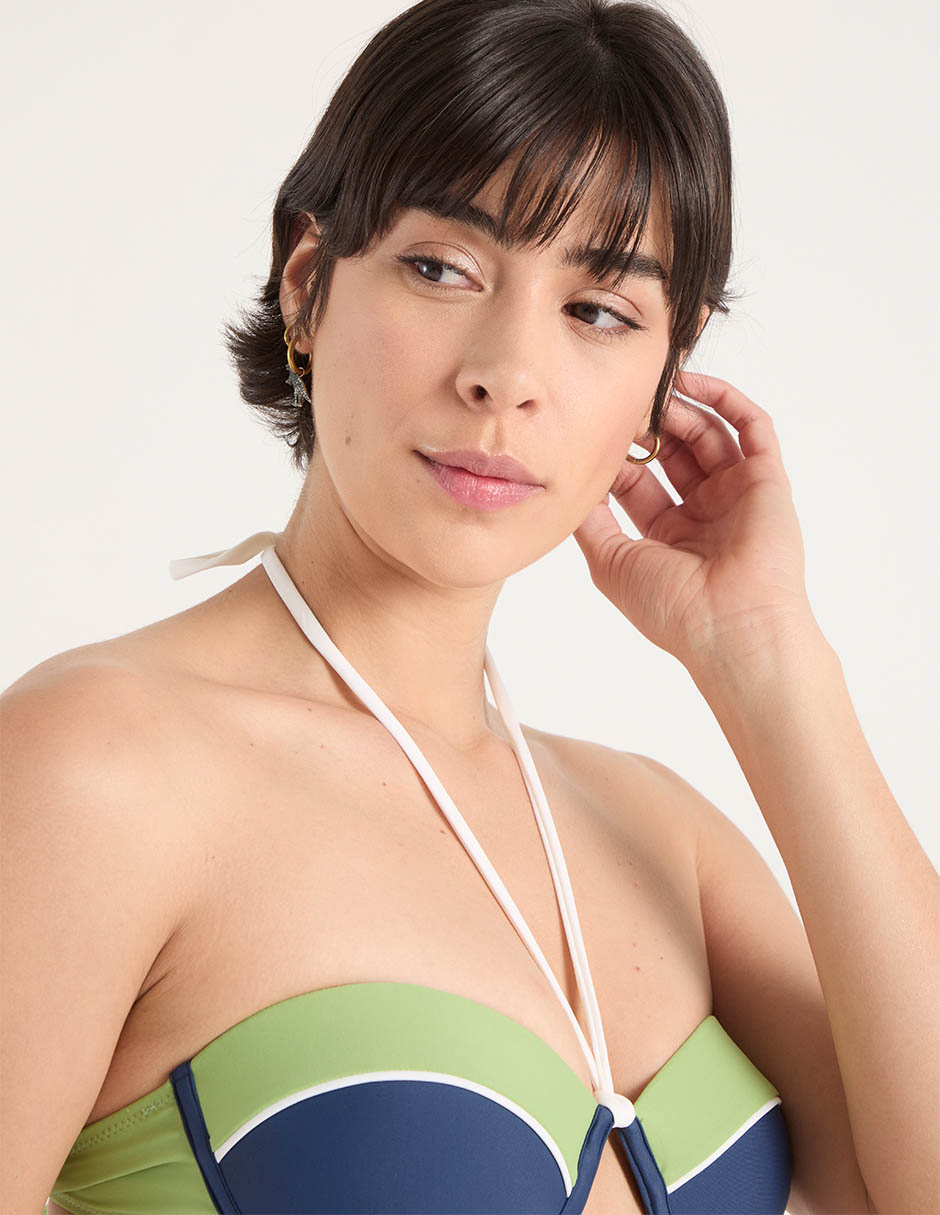 Top bikini estampado con copa para mujer 4