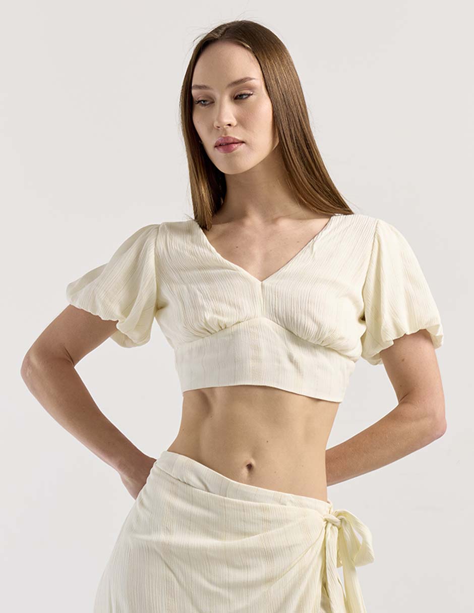 Top cuello v escote espalda abierta Top cuello v escote espalda abierta