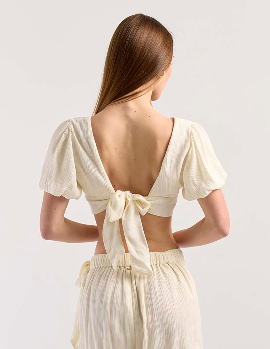 Top cuello v escote espalda abierta