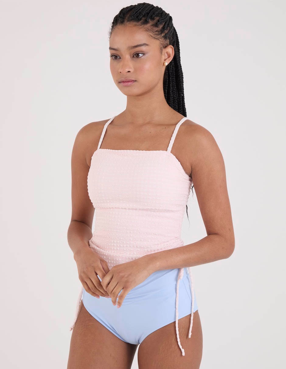 Top bikini estampado a cuadros para mujer
