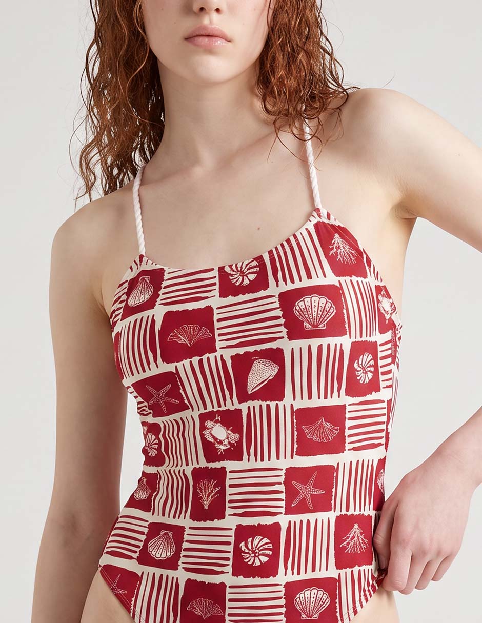 Traje de baño completo estampado nautico para mujer 3