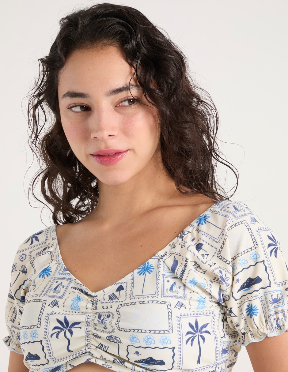 Top bikini estampado con copa para mujer 3
