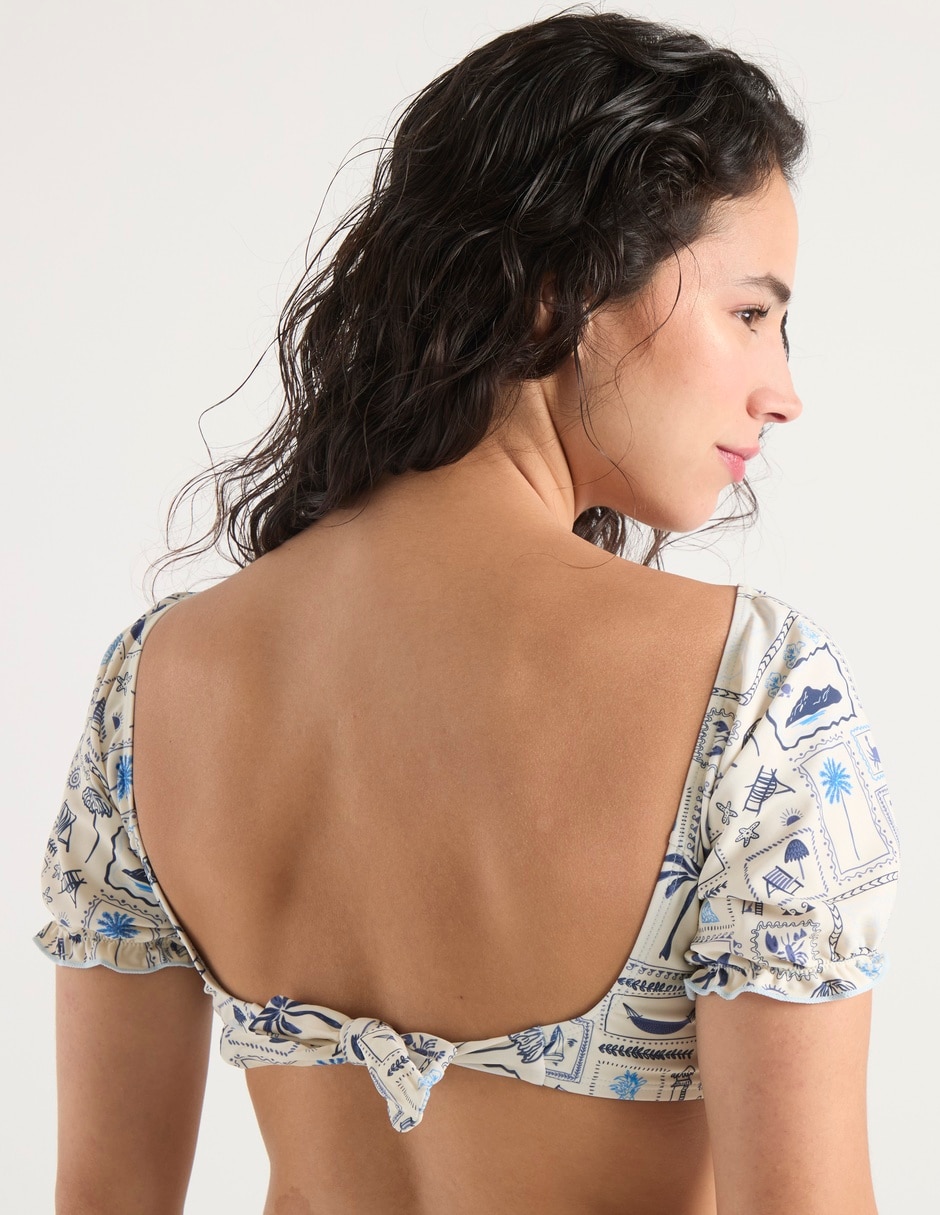 Top bikini estampado con copa para mujer 4