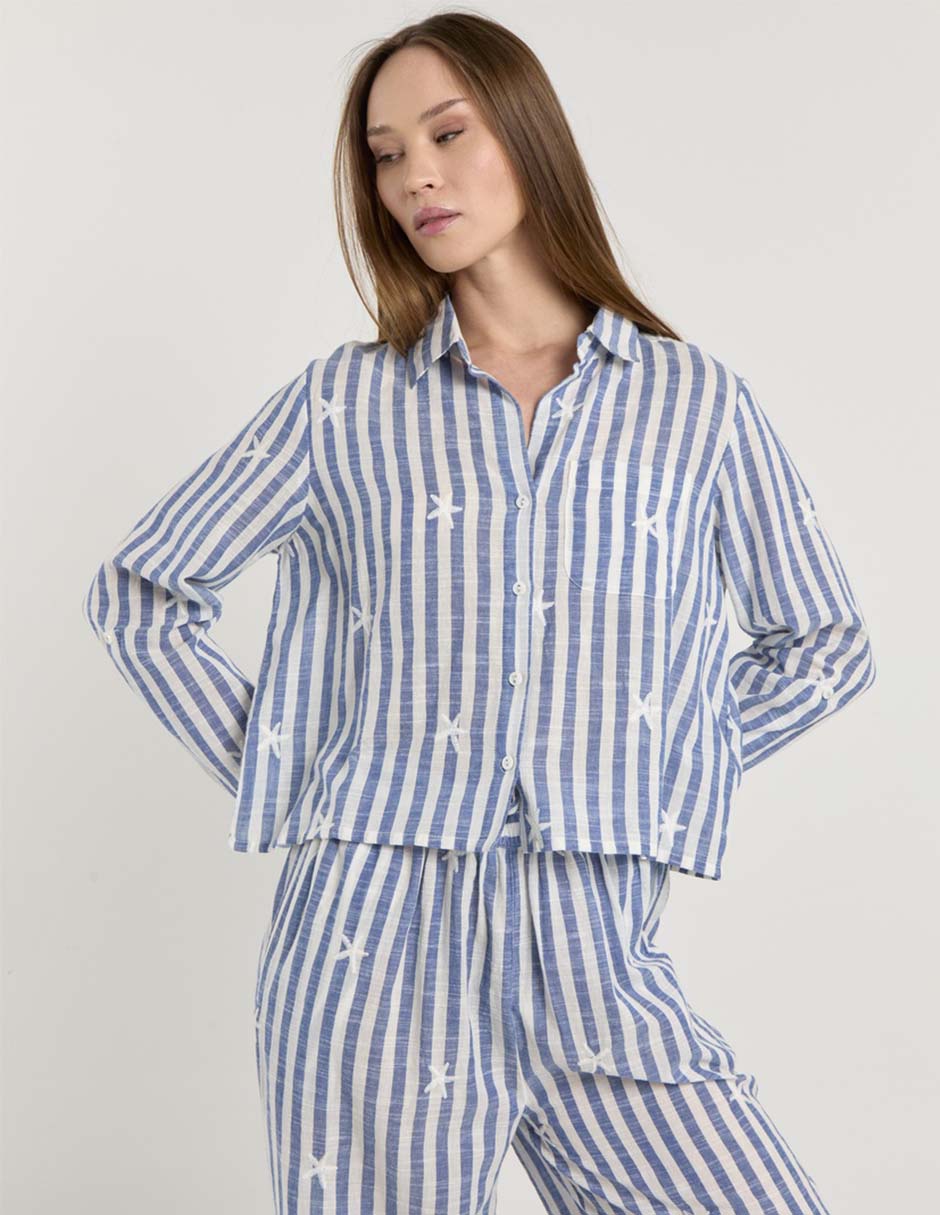 Blusa camisera manga larga para mujer Blusa camisera manga larga para mujer