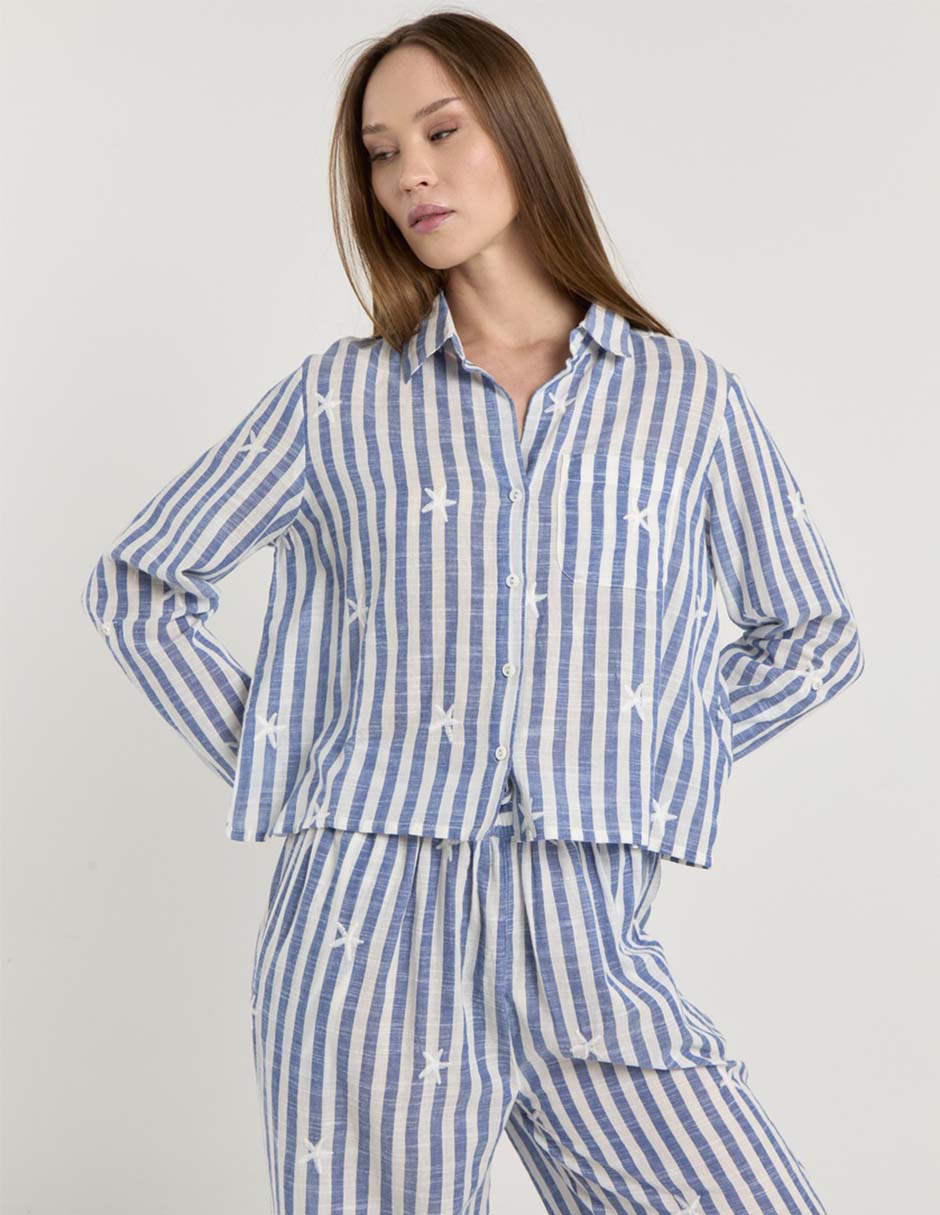 Blusa camisera manga larga para mujer 3