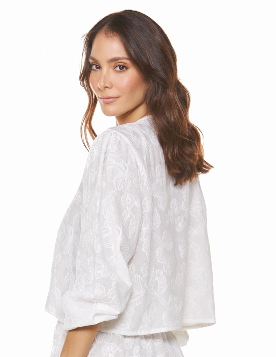 Blusa de playa manga al codo para mujer 6