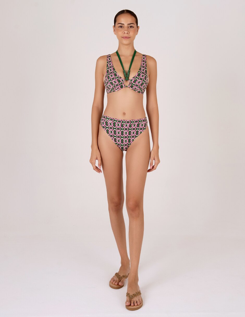 Top bikini Zingara estampado con copa removible para mujer 3
