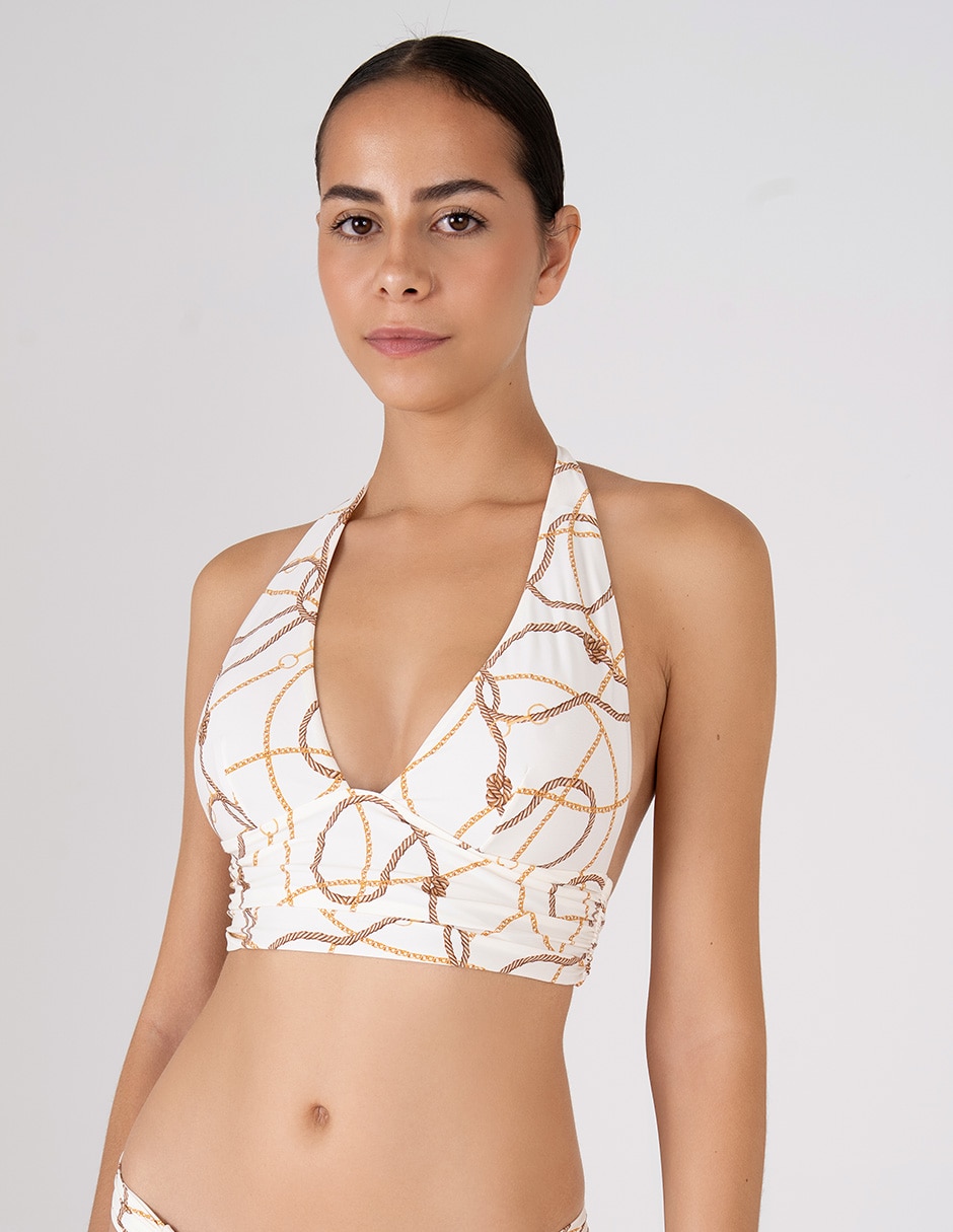 Top bikini Zingara estampado con copa removible para mujer