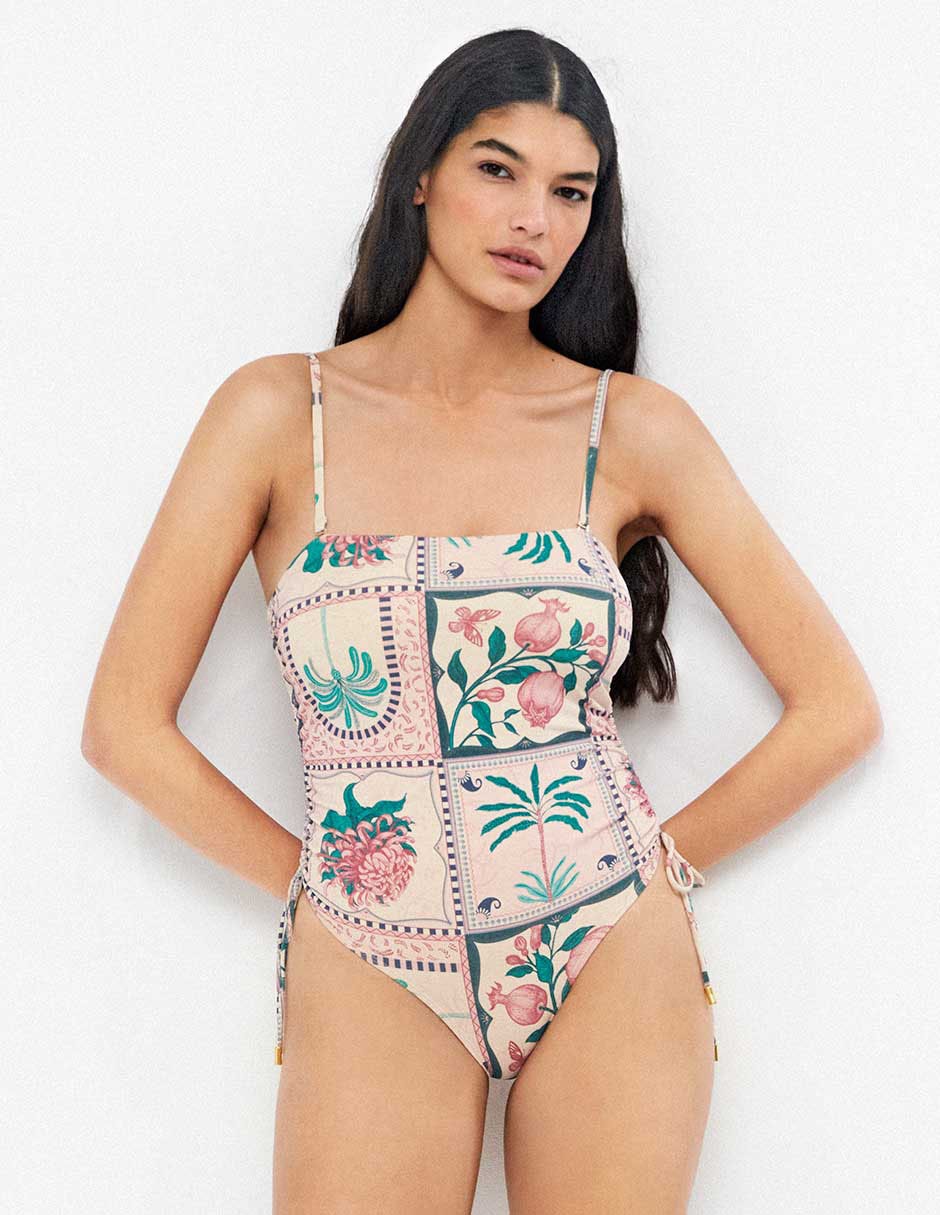 Traje de baño completo estampado floral para mujer