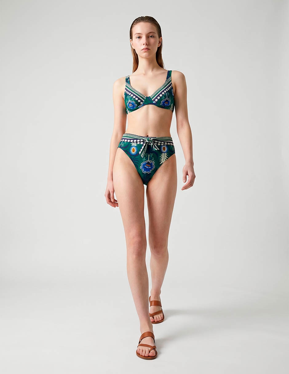 Bikini estampado floral cintura alta para mujer 3