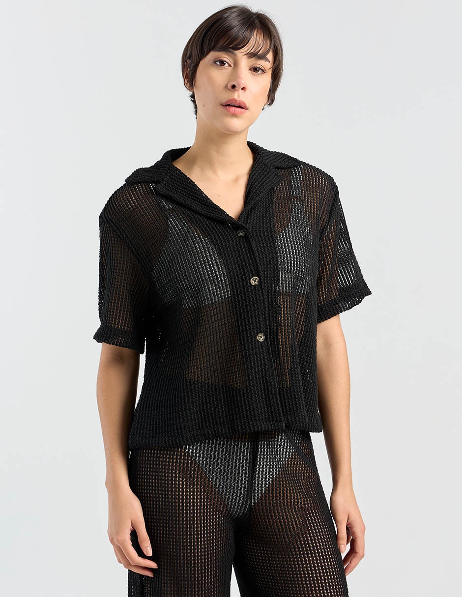 Salida de playa blusa Dulzamara manga corta para mujer